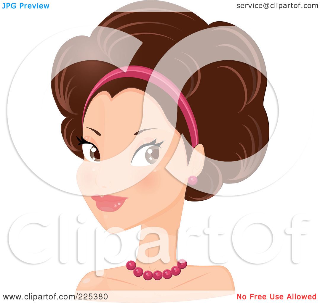 Royalty Free Rf Clipart Illustration Of A Pretty Brunette Woman With A Headband And An Afro 