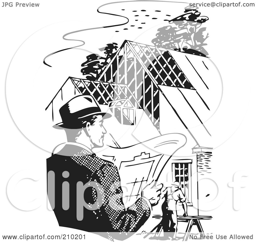 Royalty-Free (RF) Clipart Illustration of a Retro Black And White Man ...