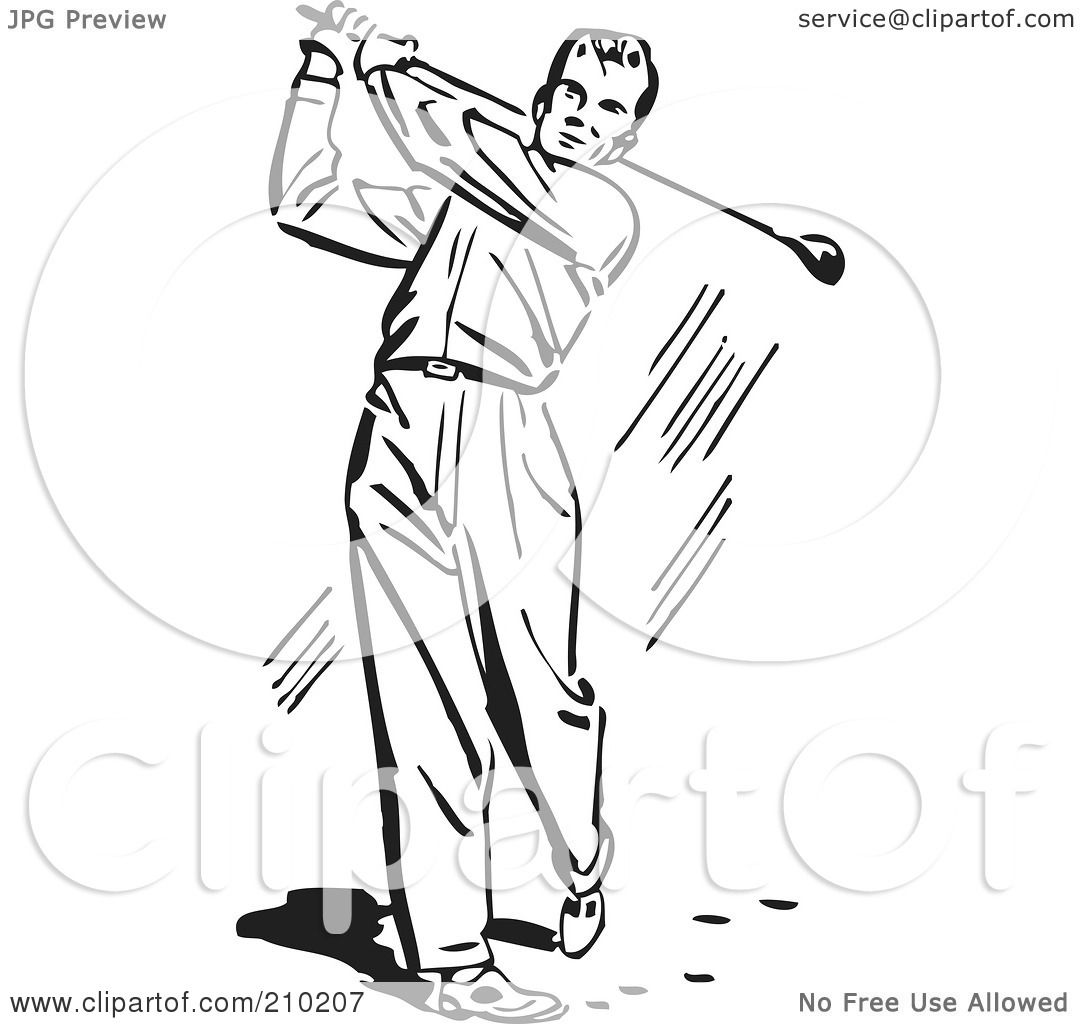 Royalty-Free (RF) Clipart Illustration of a Retro Black And White Man ...