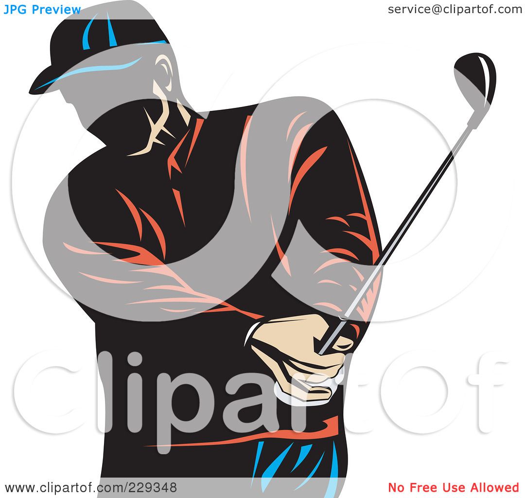 RoyaltyFree (RF) Clipart Illustration of a Retro Golfer