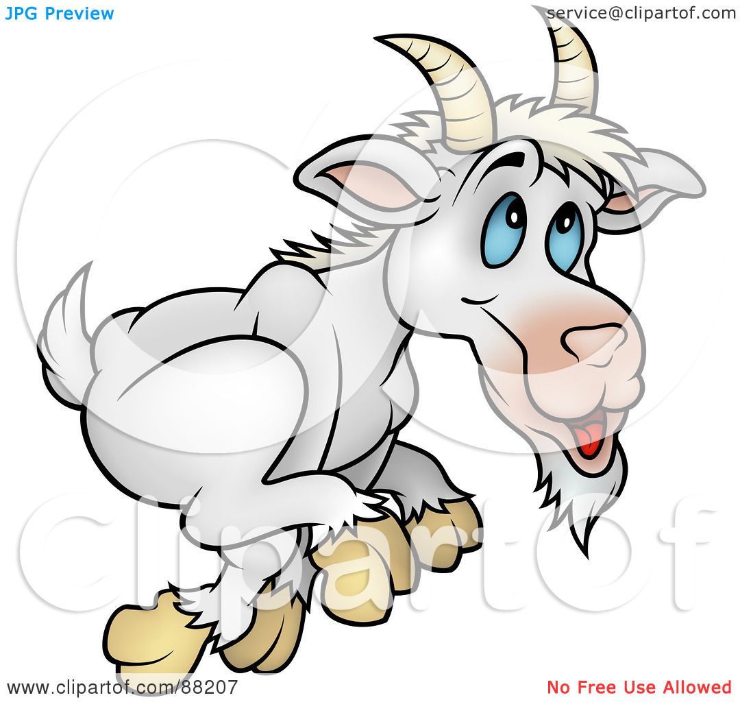 Royalty-Free (RF) Clipart Illustration of a Running White Goat by dero ...