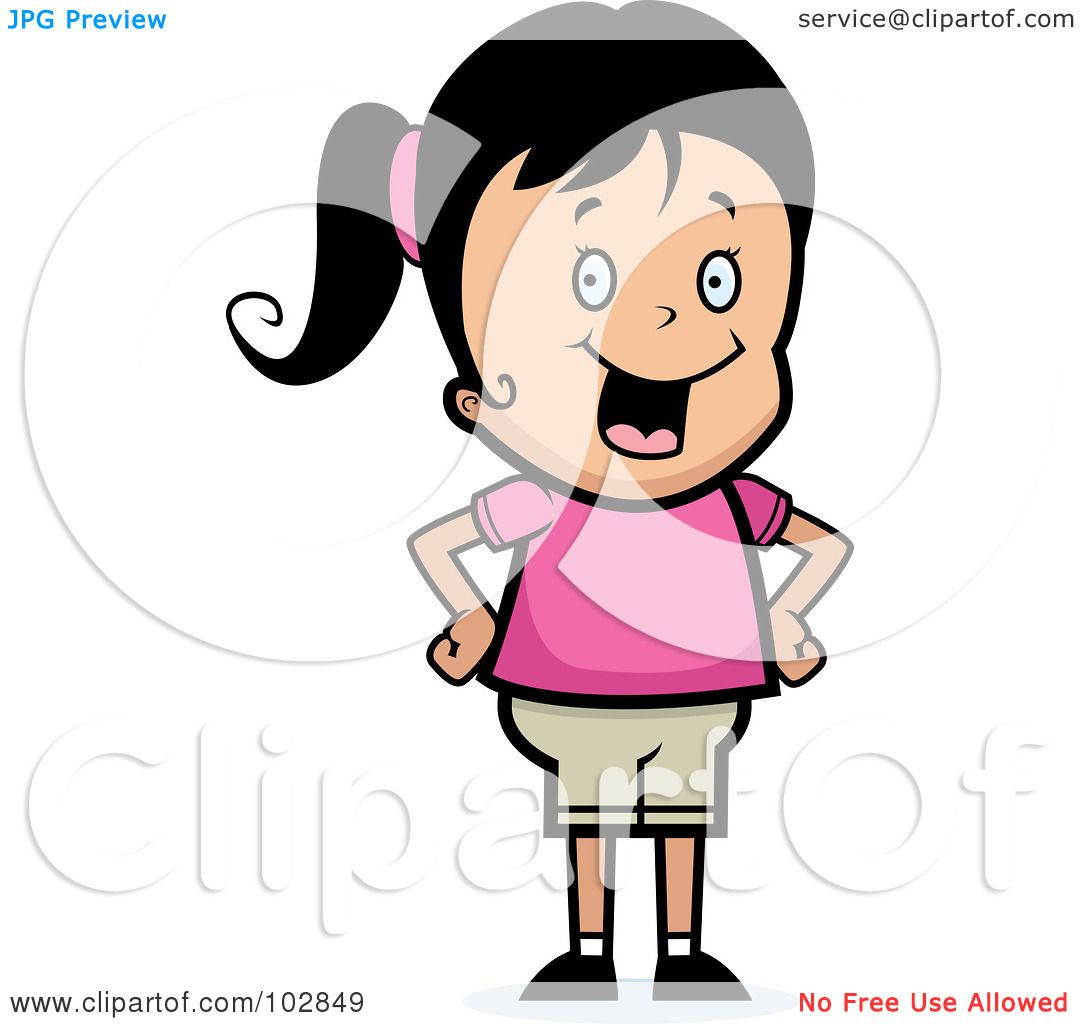 Royalty-Free (RF) Clipart Illustration of a Sassy Girl With Her Hands On He...