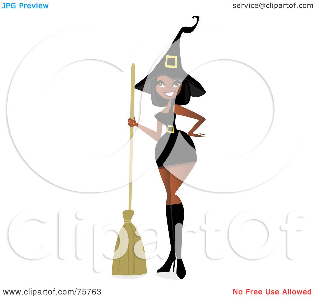 Royalty-Free (RF) Clipart Illustration of a Sexy Black Witch Woman In A  Short Dress by peachidesigns #75763