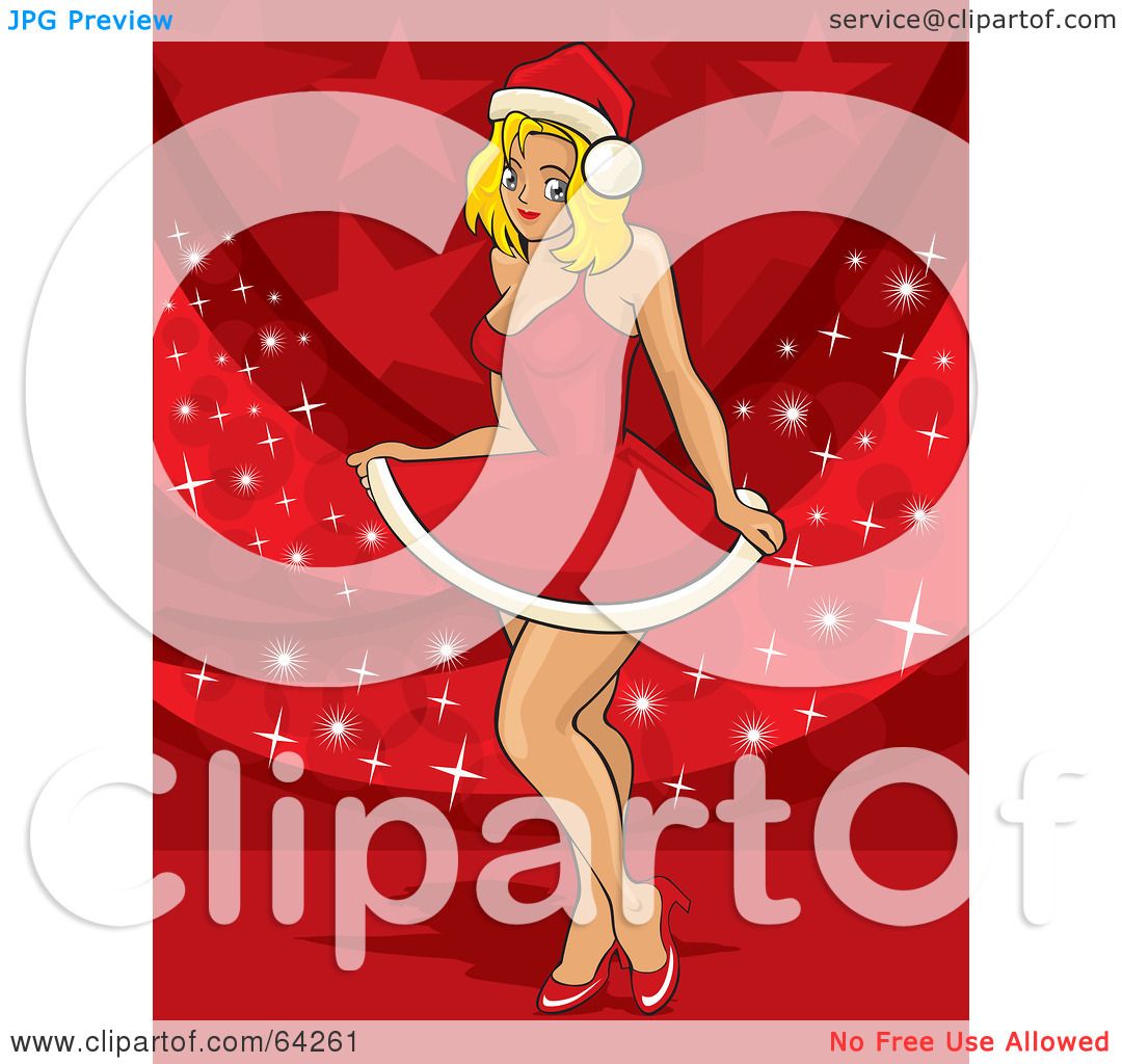 Royalty Free Rf Clipart Illustration Of A Sexy Christmas Pinup Woman Dancing In A Santa Suit