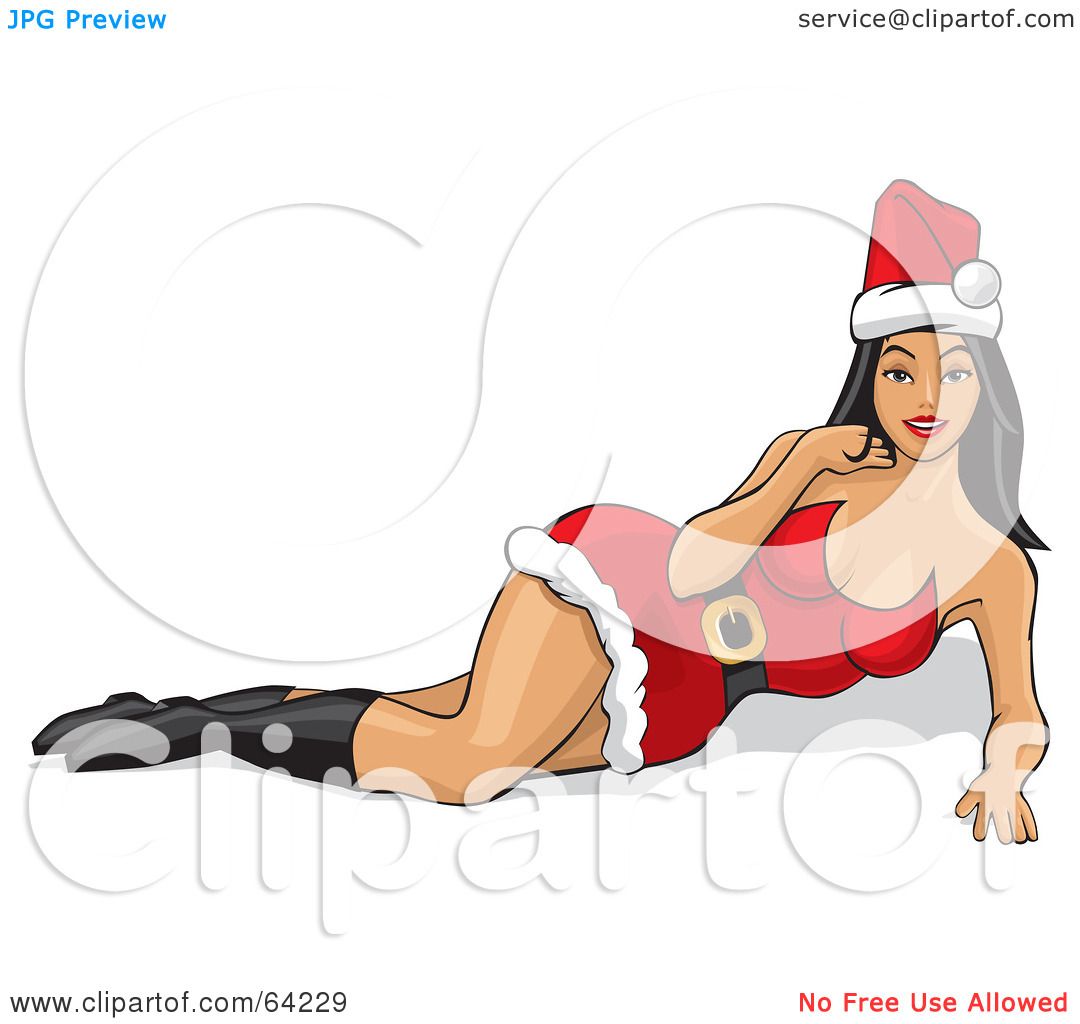 Royalty Free RF Clipart Illustration Of A Sexy Christmas Pinup Woman In A Santa Suit Dress