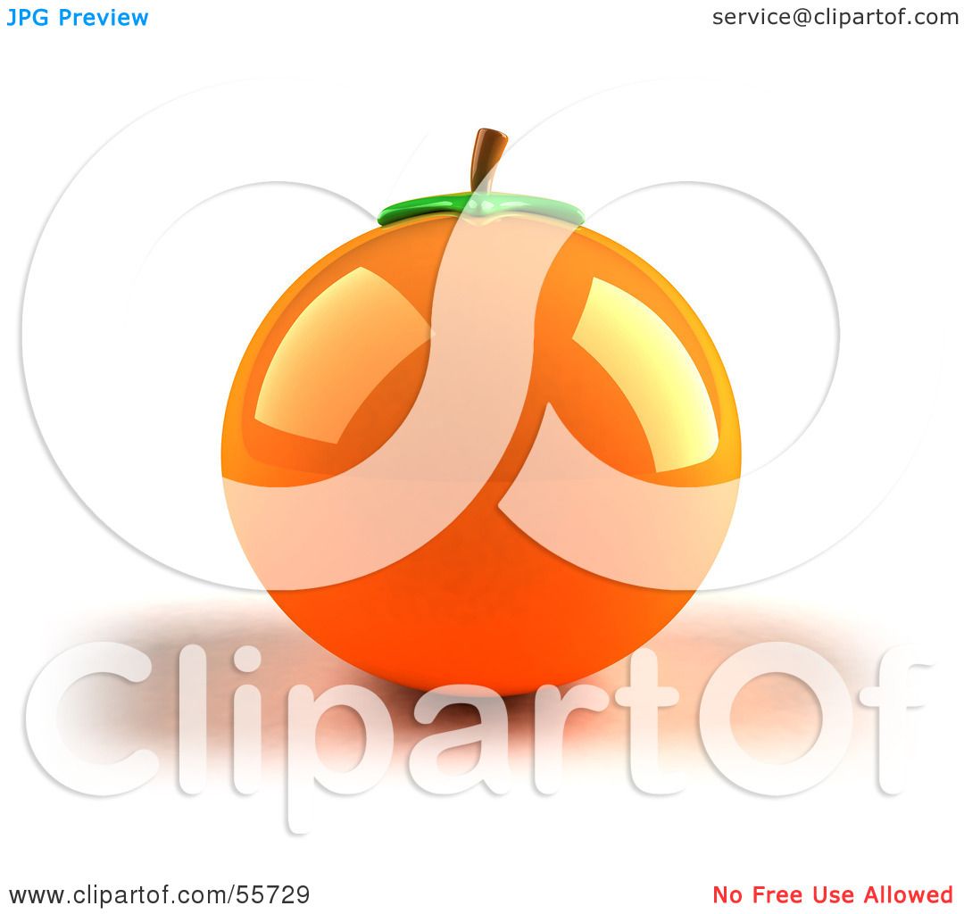 Royalty-Free (RF) Clipart Illustration of a Shiny 3d Naval Orange Fruit - Version 1 by Julos #55729