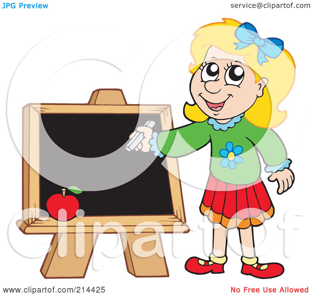 Royalty-Free (RF) Clipart Illustration of a Smart School Girl Writing ...