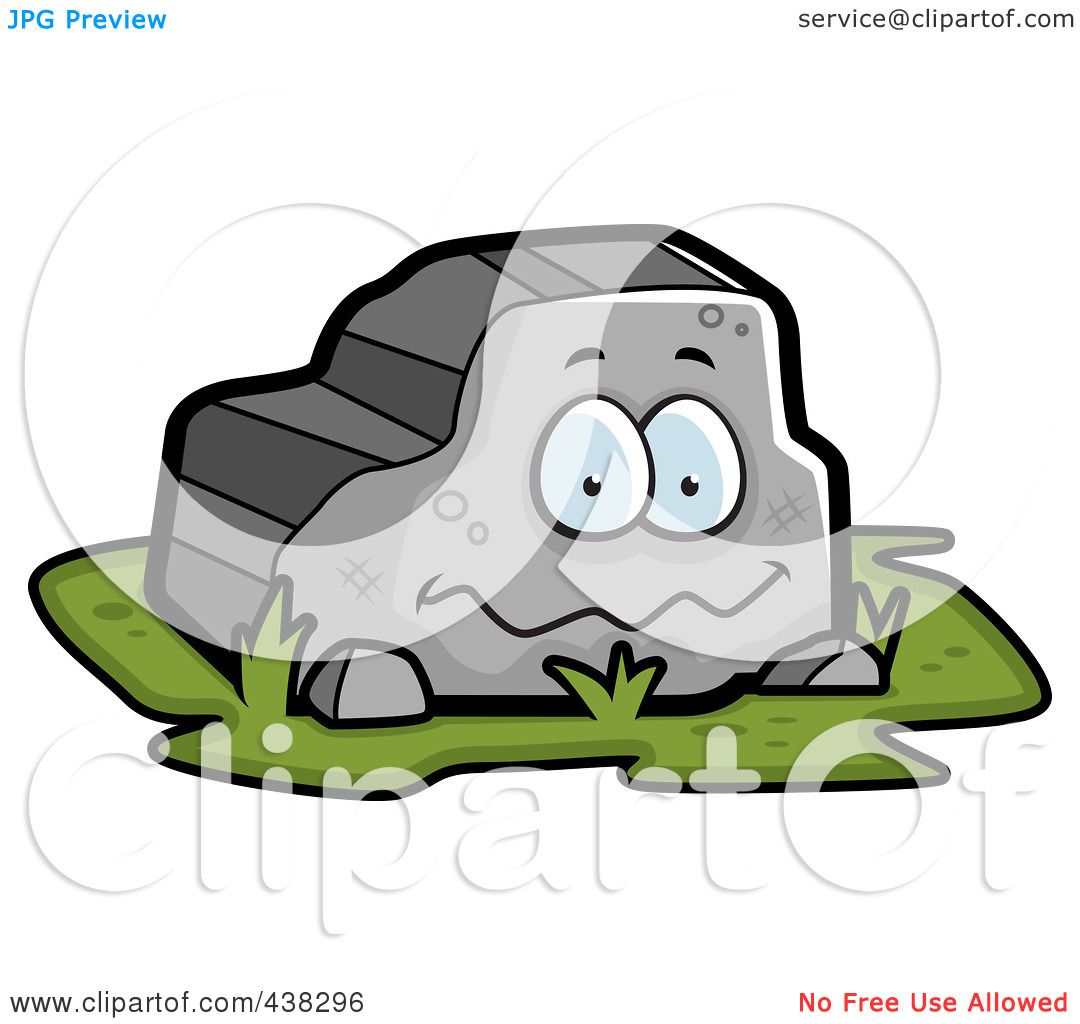 Royalty-Free (RF) Clipart Illustration of a Smiling Boulder by Cory