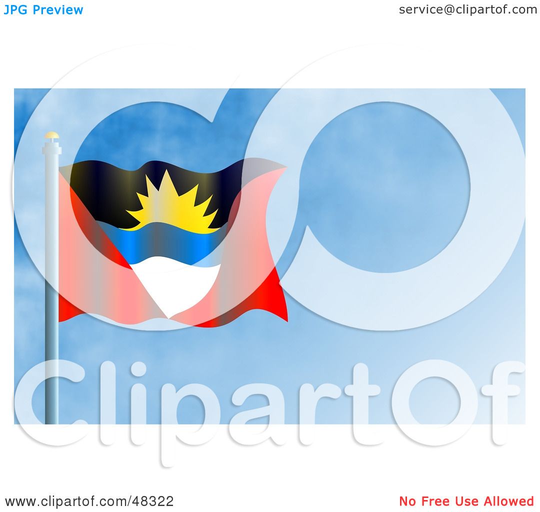 Download Royalty-Free (RF) Clipart Illustration of a Waving Antigua And Barbuda Flag Against A Blue Sky ...