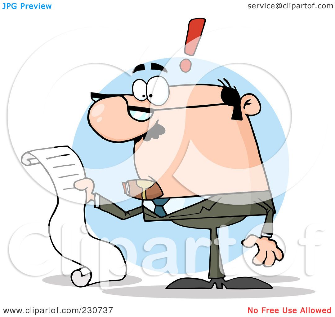 Royalty-Free (RF) Clipart Illustration of a White Businessman Reading A ...