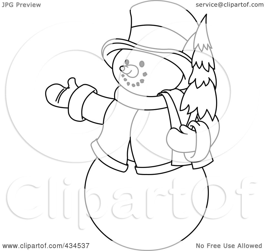 Трафарет Снеговик на окно в шляпе