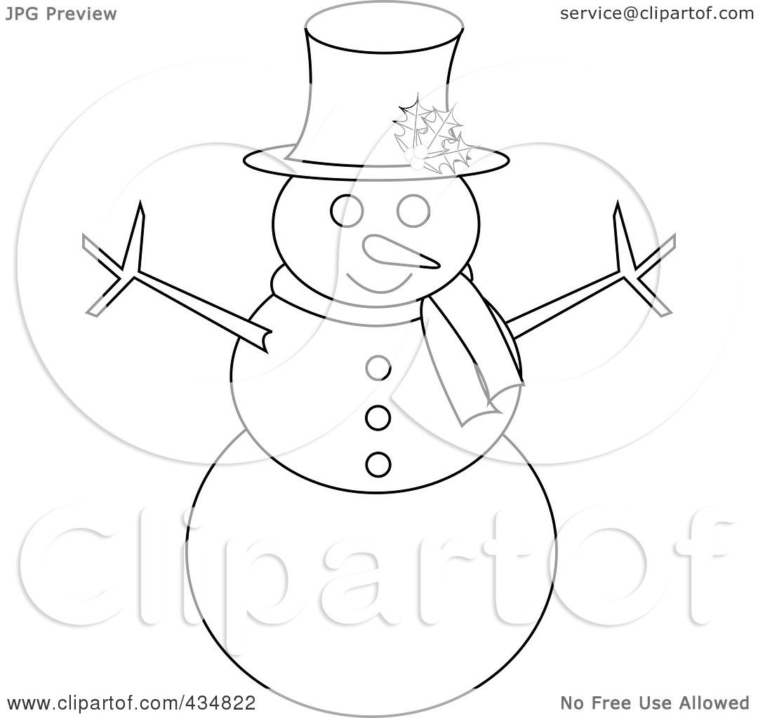 Royalty-Free (RF) Clipart Illustration of an Outlined Snowman With A ...