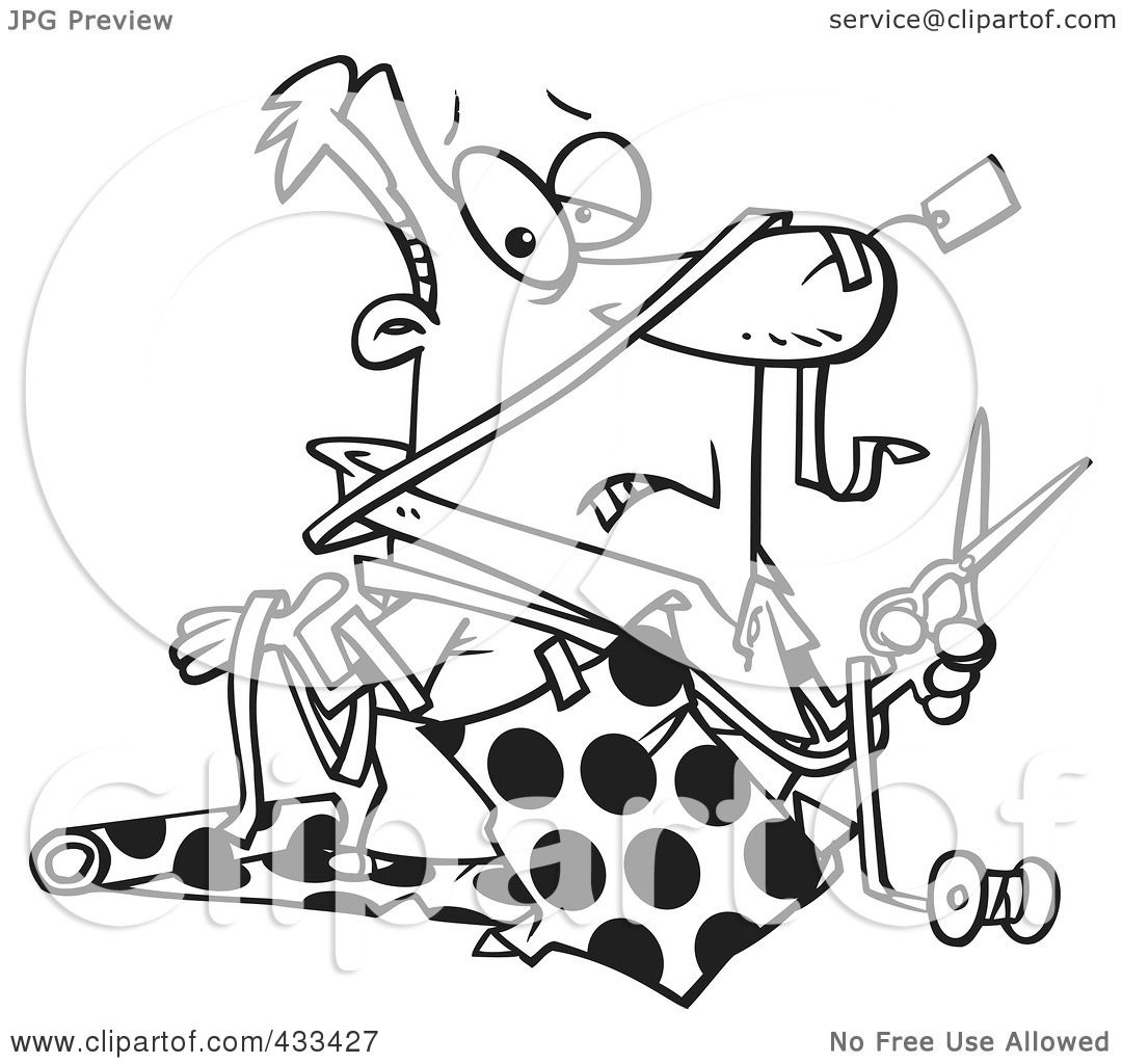 Download Royalty-Free (RF) Clipart Illustration Of Coloring Page Line Art Of A Man Wrapped Up In Paper by ...