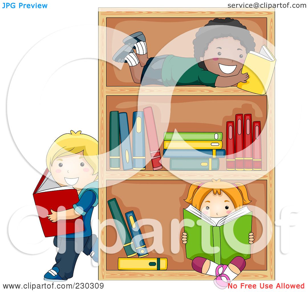 Royalty-Free (RF) Clipart Illustration of Diverse School Kids Reading ...