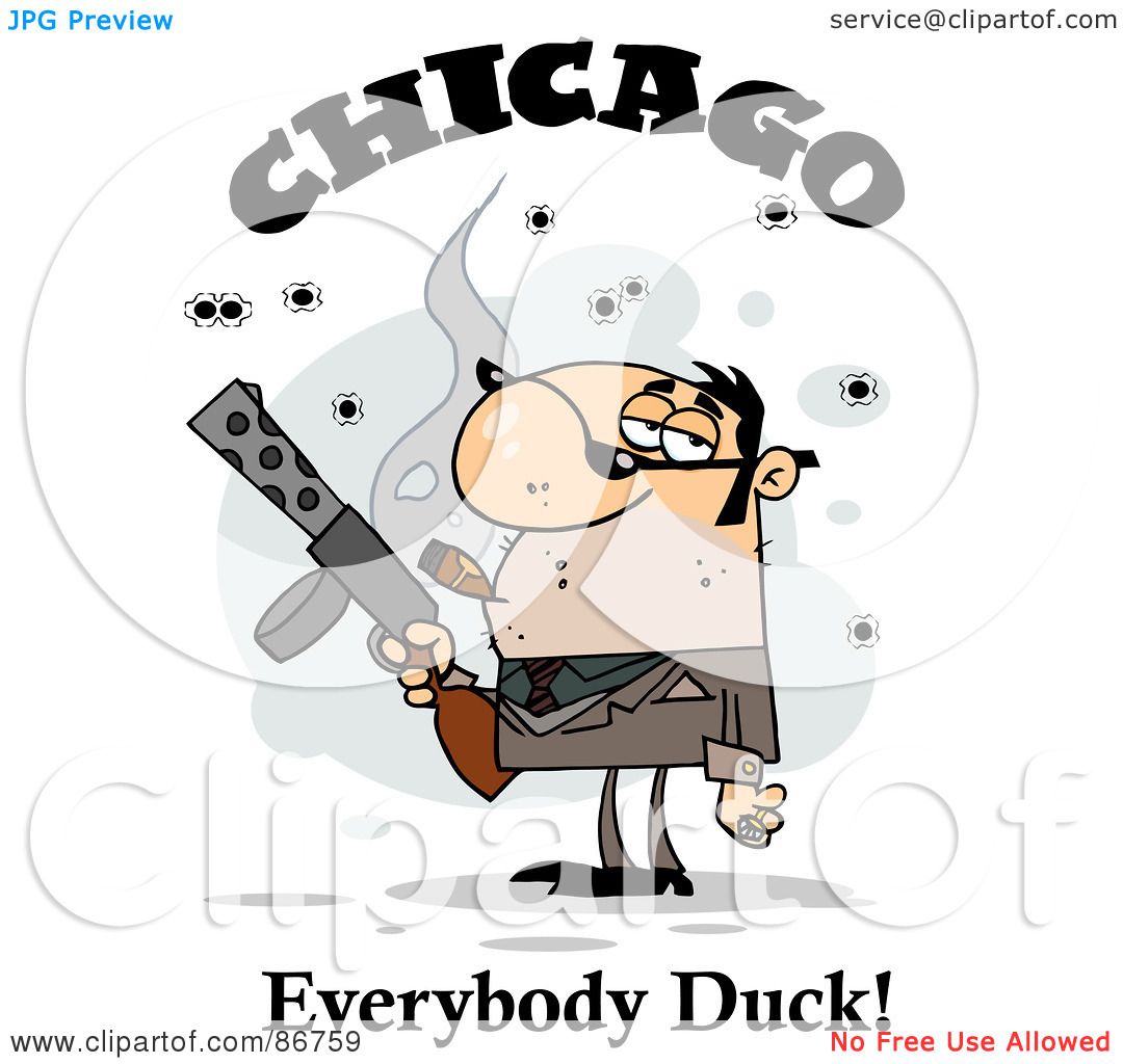 Royalty Free Rf Clipart Illustration Of The Words Chicago Everybody Duck Around A Cigar