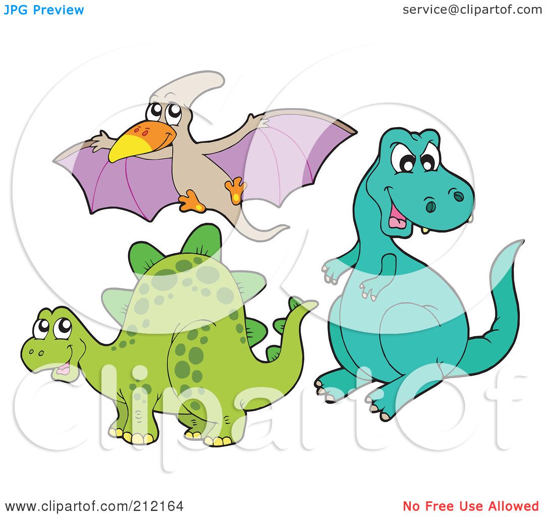 Royalty-Free (RF) Clipart Illustration of Three Dinosaurs by visekart  #212164