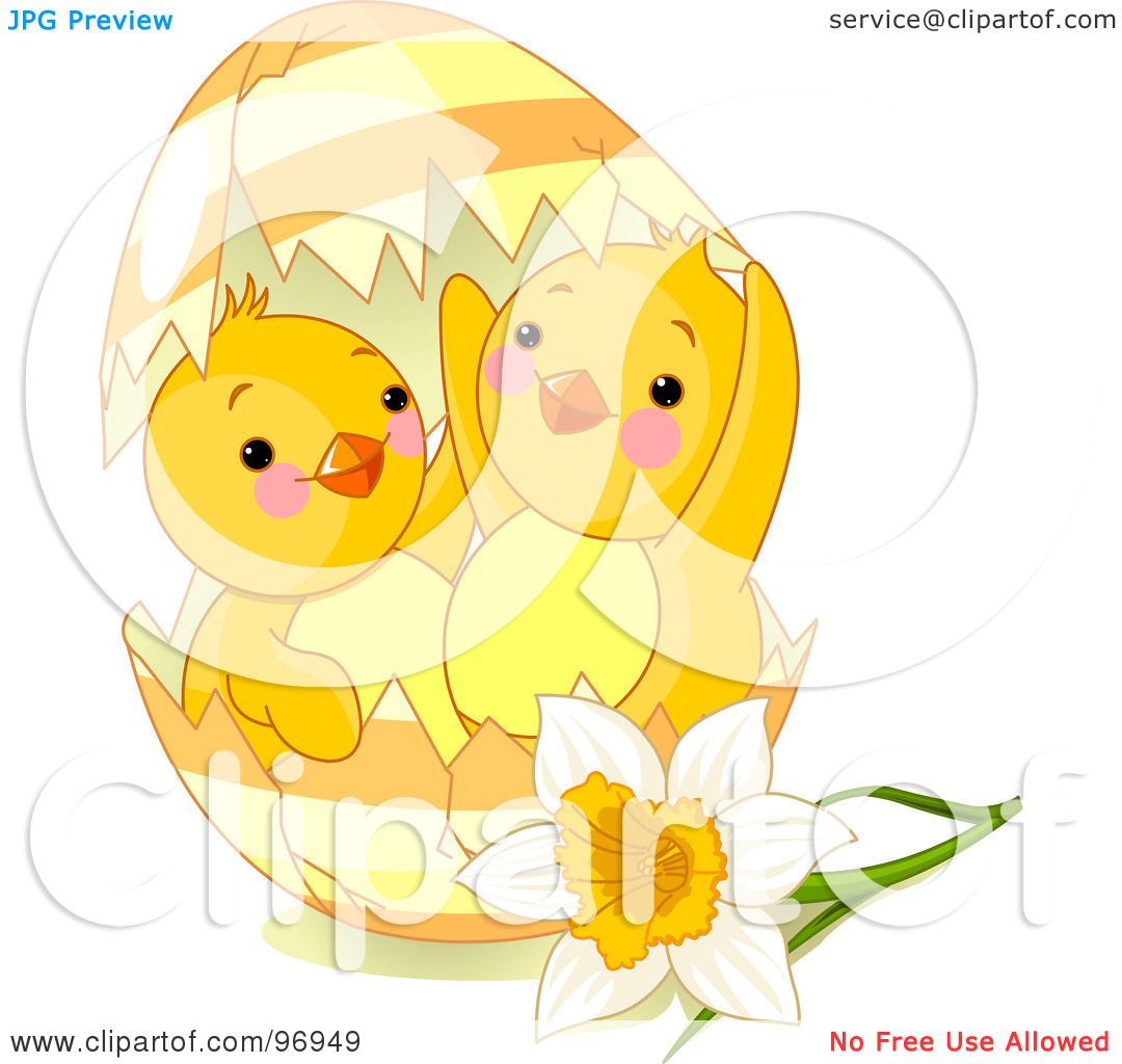 Royalty-Free (RF) Clipart Illustration of Two Cute Spring Chicks ...