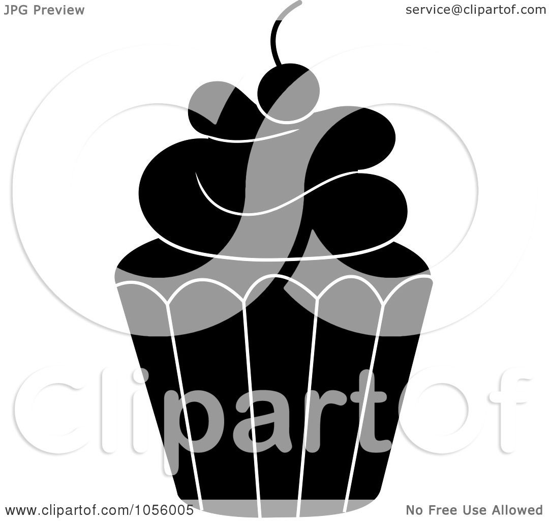 Royalty-Free Vector Clip Art Illustration of a Black And White Cupcake