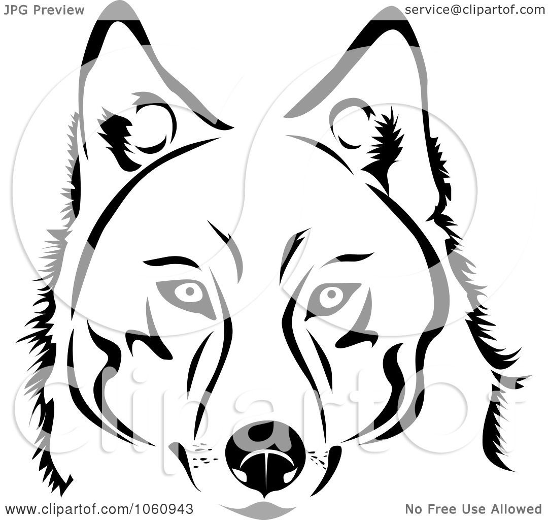 Download Royalty-Free Vector Clip Art Illustration of a Black And White Husky Dog Face by Vector ...