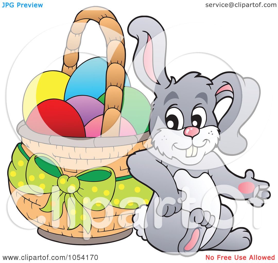 Royalty-Free Vector Clip Art Illustration of a Bunny Leaning Against An