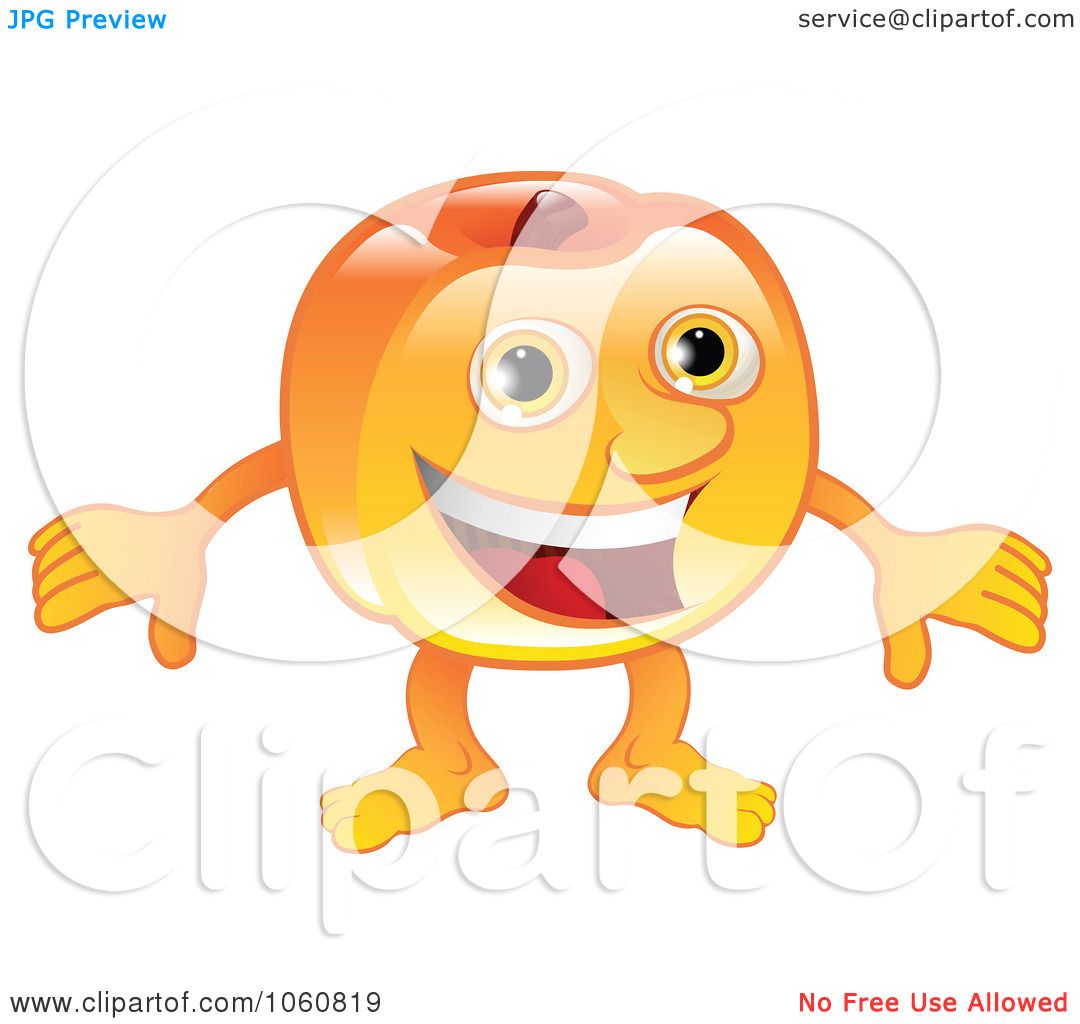 Royalty Free Vector Clip Art Illustration Of A Friendly Smiling Peach