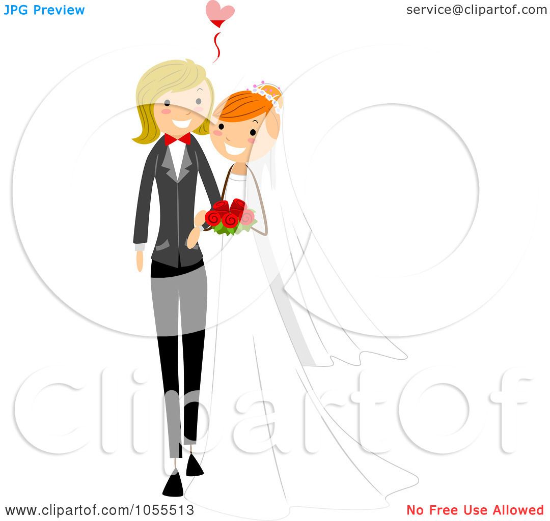 Royalty-Free Vector Clip Art Illustration of a Lesbian Wedding Couple by  BNP Design Studio #1055513
