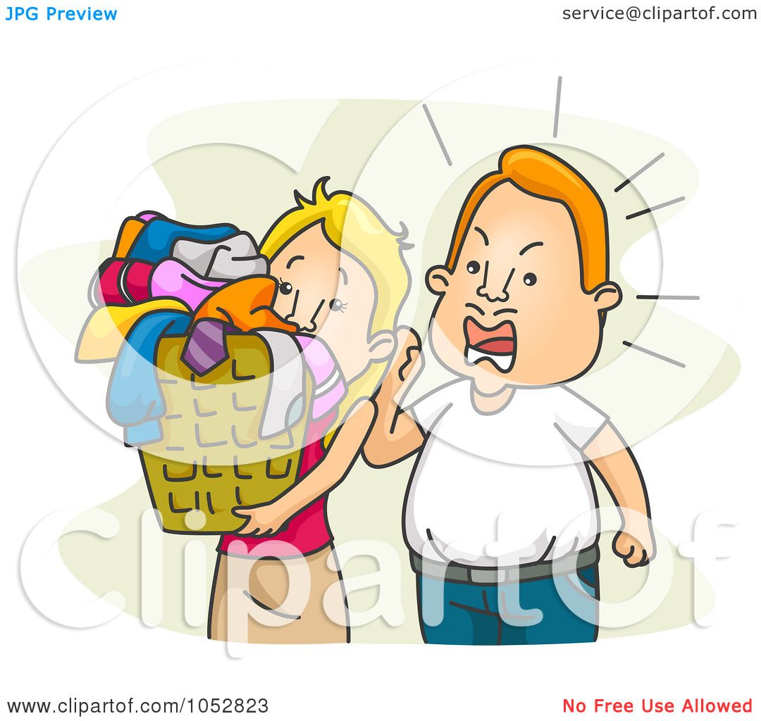 Royalty-Free Vector Clip Art Illustration of a Mean Husband Yelling At His  Wife To Do Laundry by BNP Design Studio #1052823