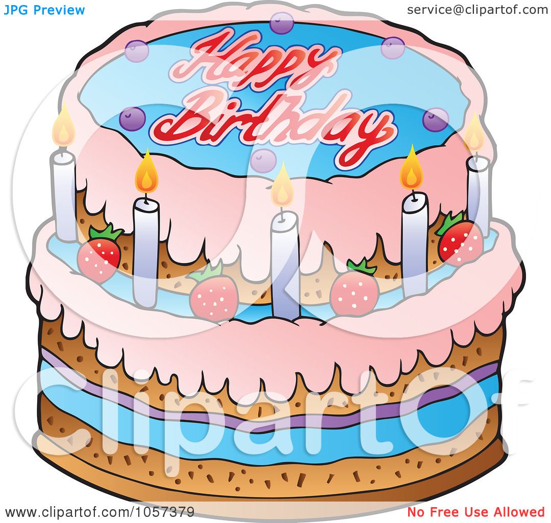 Royalty-Free Vector Clip Art Illustration of a Strawberry Birthday Cake ...