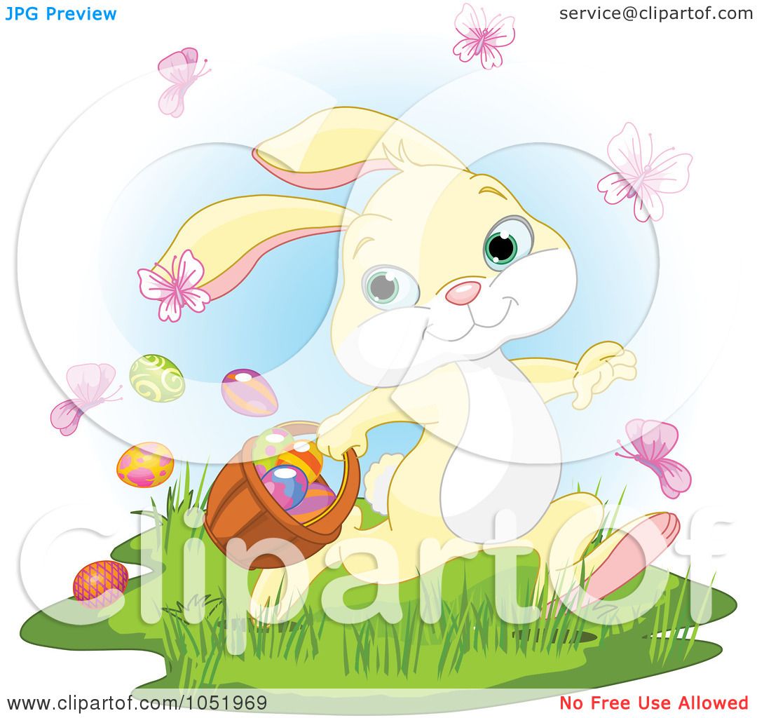 Royalty-Free Vector Clip Art Illustration of a Yellow Easter Bunny With