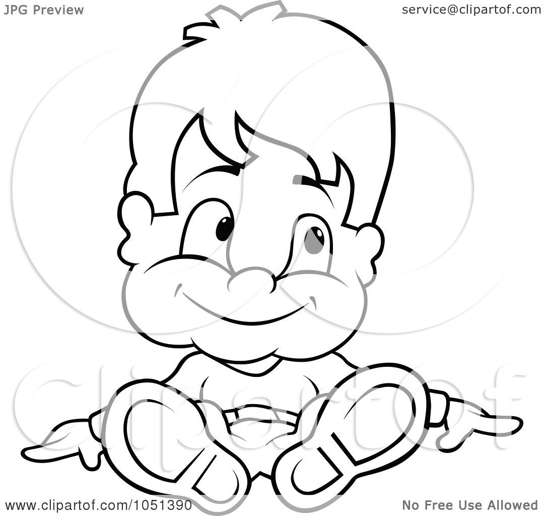 Download Royalty-Free Vector Clip Art Illustration of an Outline Of A Boy Sitting by dero #1051390