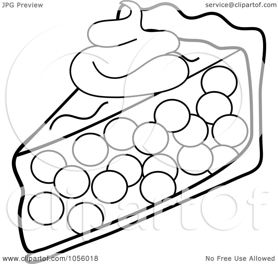 Download Royalty-Free Vector Clip Art Illustration of an Outline Of A Slice Of Cherry Pie Topped With A ...