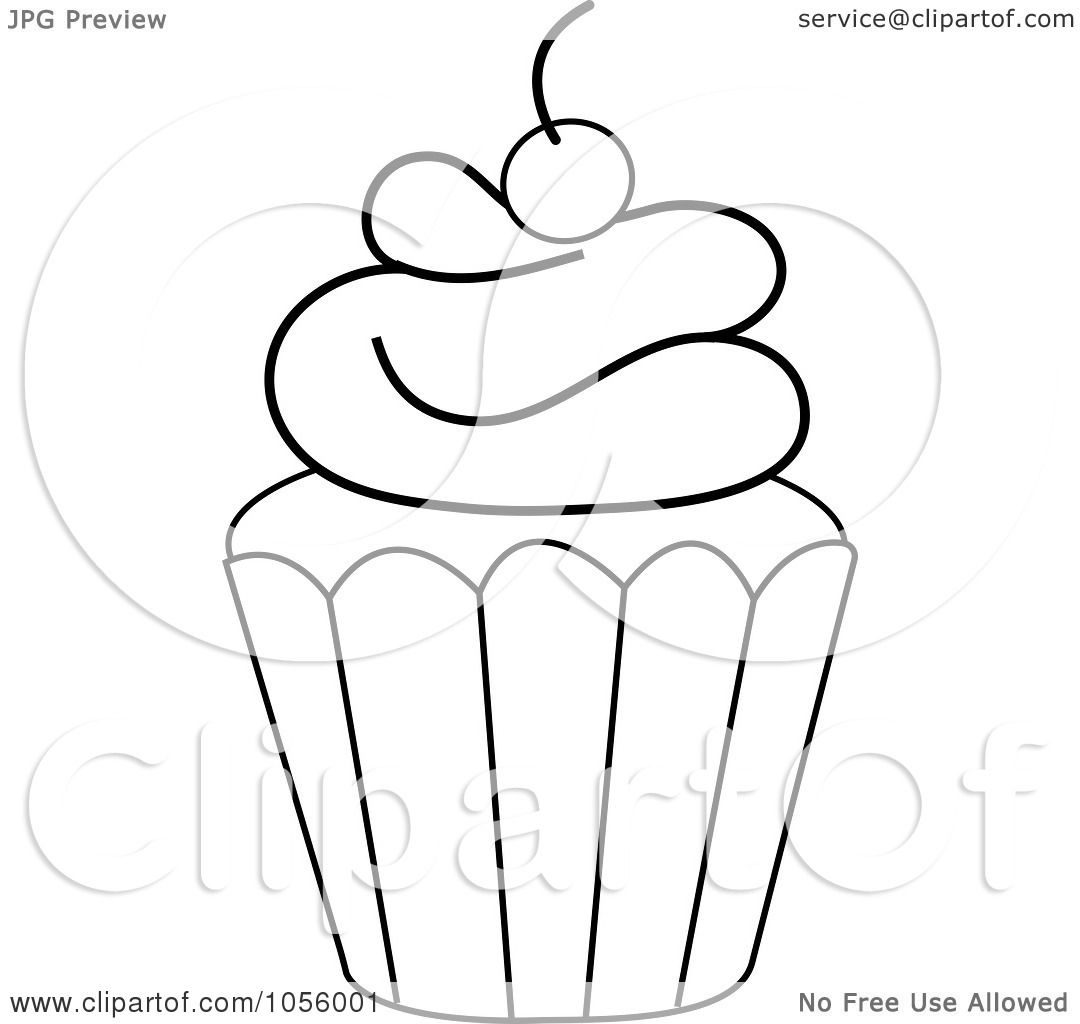 cupcake clip art black and white outline