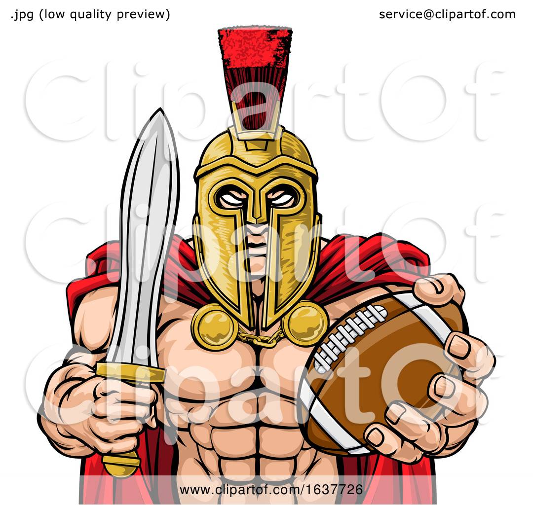 Spartan Trojan American Football Sports Mascot By Atstockillustration