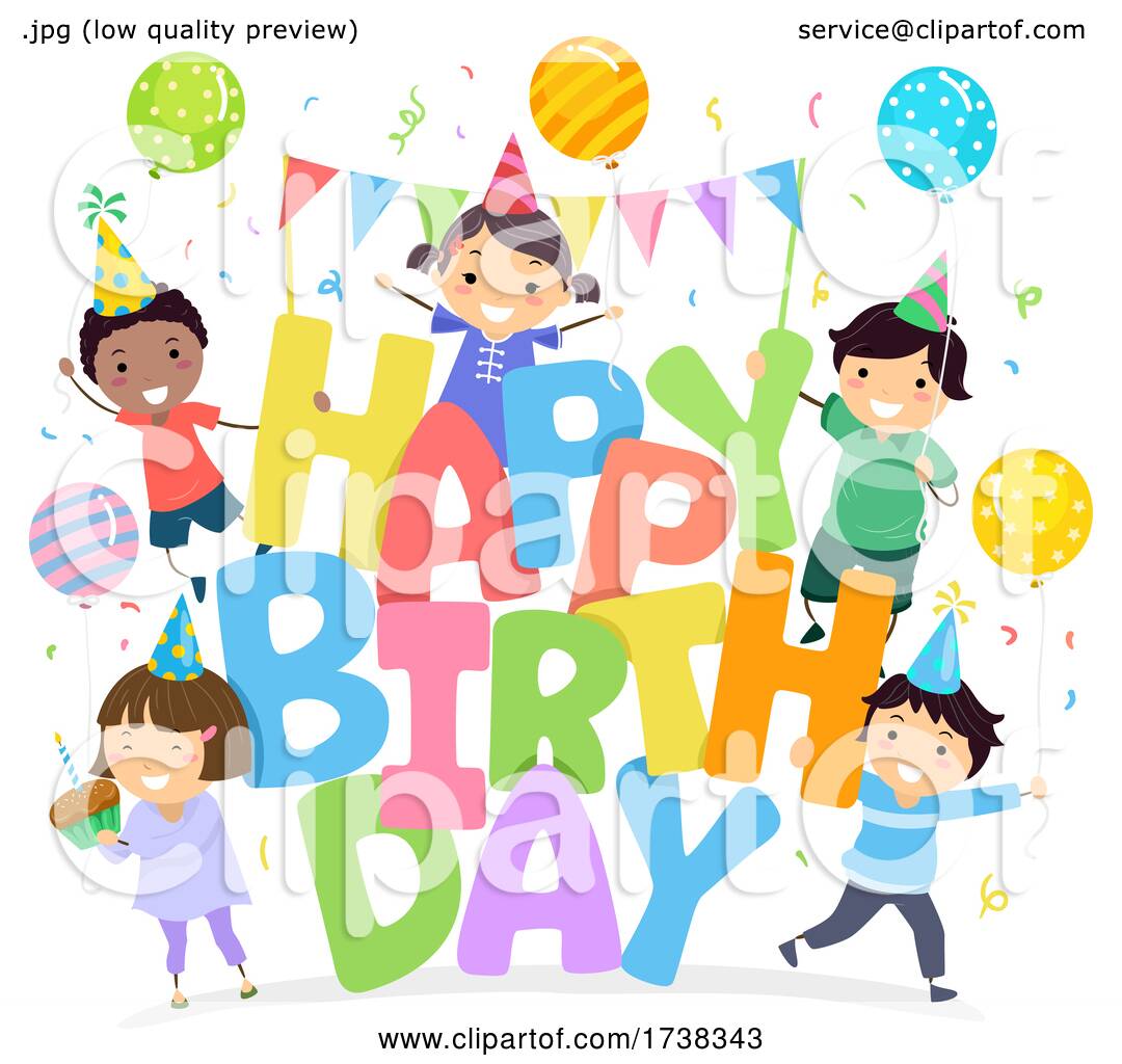 Stickman Kids Happy Birthday Illustration by BNP Design Studio #1738343