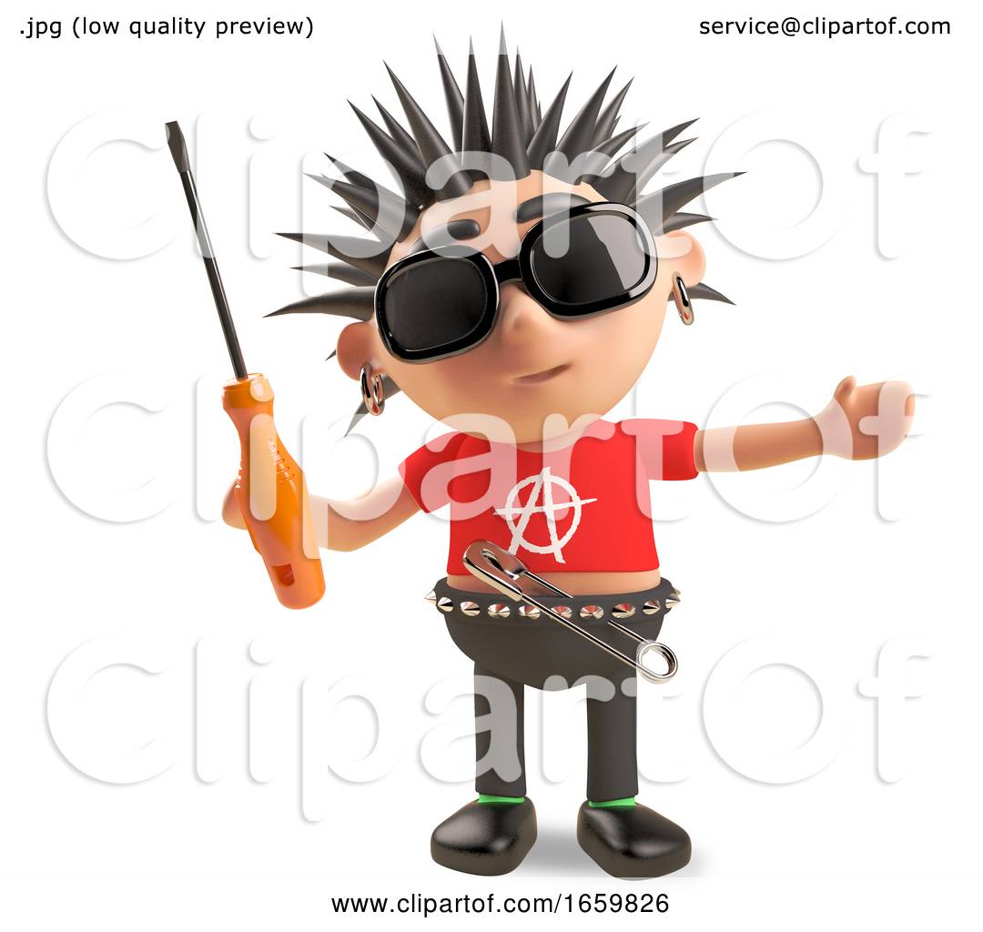 Technical Punk Rocker with Spikey Hair Holding a Screwdriver by Steve ...