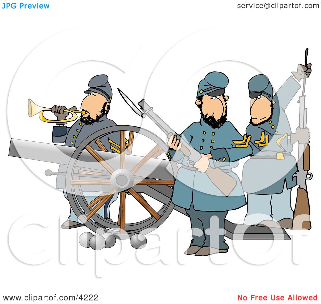 Union Soldier Armed with Rifles and a Canon Clipart by djart #4222