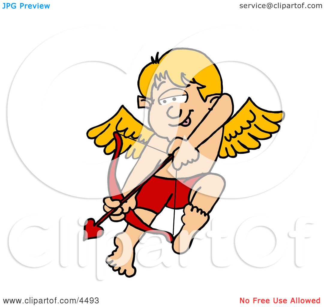 Valentine Cupid Boy Shooting Love Arrow from Bow Clipart ...