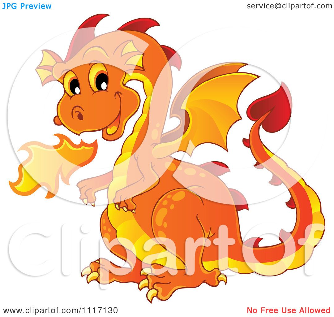Vector Cartoon Of A Orange Fire Breathing Dragon Royalty Free Clipart Graphic By Visekart 1117130 4567