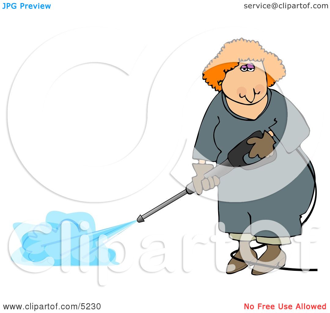 Woman Using a Pressure Washer Clipart by djart #5230