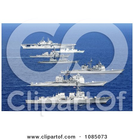 American, Canadian And Japanese Navy Ships Transit The Pacific Ocean - Stock Photography by JVPD