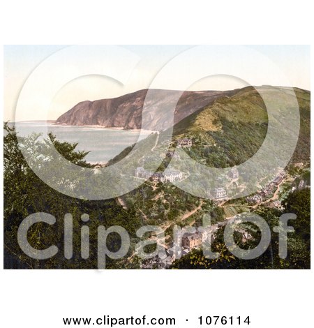 An Overhead View Of The Village Of Lynmouth As Seen From Lynton On The Coast In Devon England UK - Royalty Free Stock Photography  by JVPD