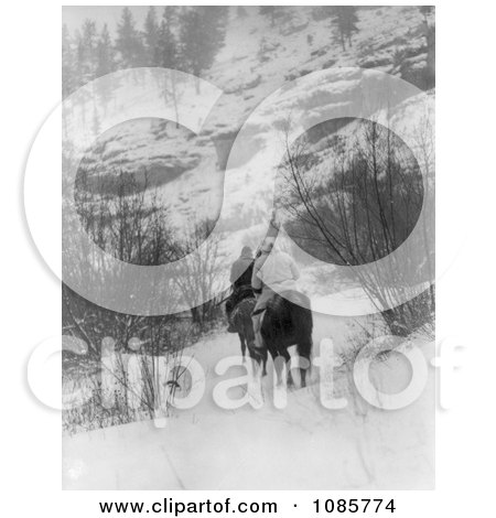 Apsaroke Men Hunting in Winter - Free Historical Stock Photography by JVPD