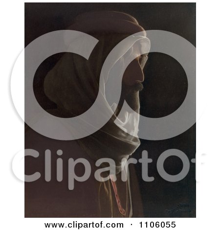 Bedouin Man In Profile - Royalty Free Historical Stock Photo by JVPD