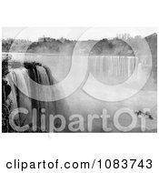 Black And White Scene Of The Maid Of The Mist Under Horseshoe Falls From Goat Island Royalty Free Historical Stock Photography by JVPD