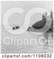 Boat Taking Annie Edson TaylorS Barrel To The Drop Off Point At Niagara Royalty Free Historical Stock Photography