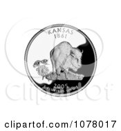 Buffalo And Sunflowers On The Kansas State Quarter Royalty Free Stock Photography by JVPD