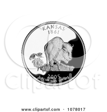Buffalo and Sunflowers on the Kansas State Quarter - Royalty Free Stock Photography by JVPD