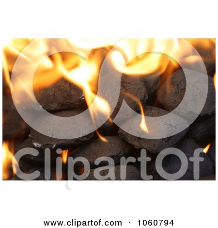 Burning Charcoal Briquettes - Royalty Free Stock Photo by Kenny G Adams