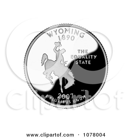 Cowboy Riding a Bucking Bronco on the Wyoming State Quarter - Royalty Free Stock Photography by JVPD