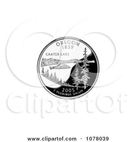 Crater Lake and Wizard Island on the Oregon State Quarter - Royalty Free Stock Photography by JVPD